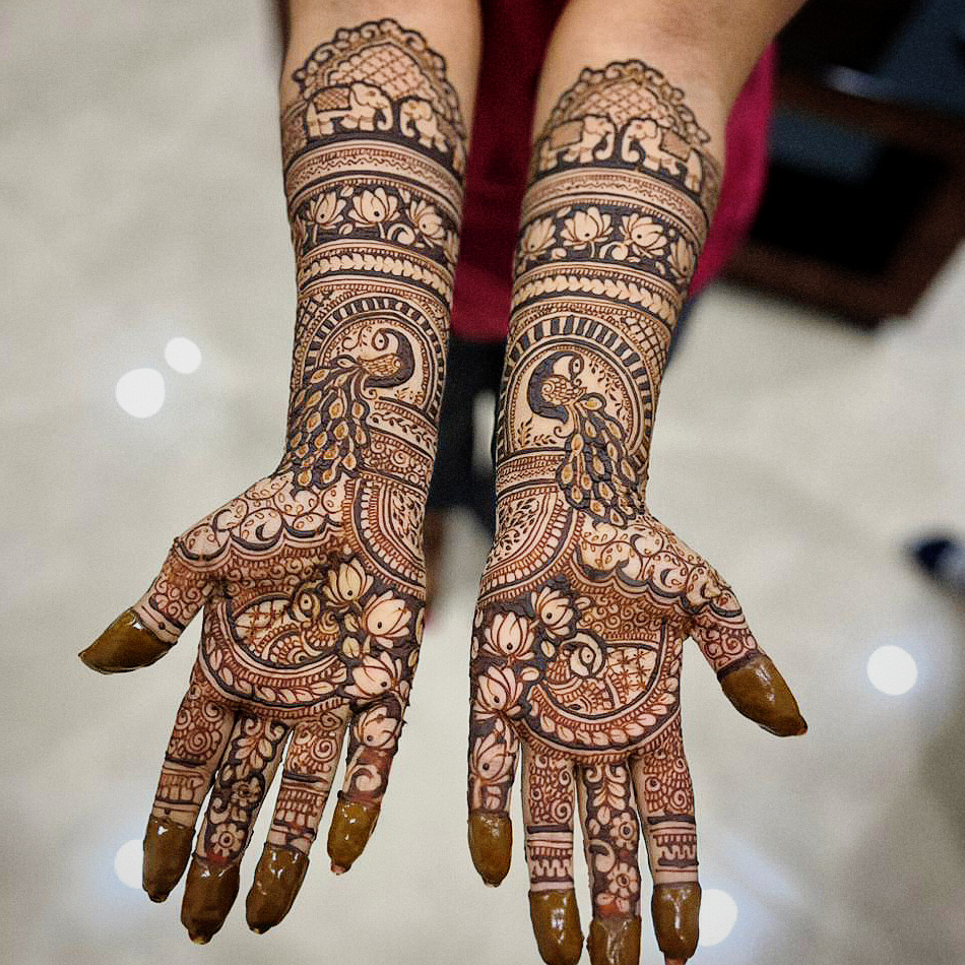 3D, Flower, peacock, elephant Bridal Mehndi Design