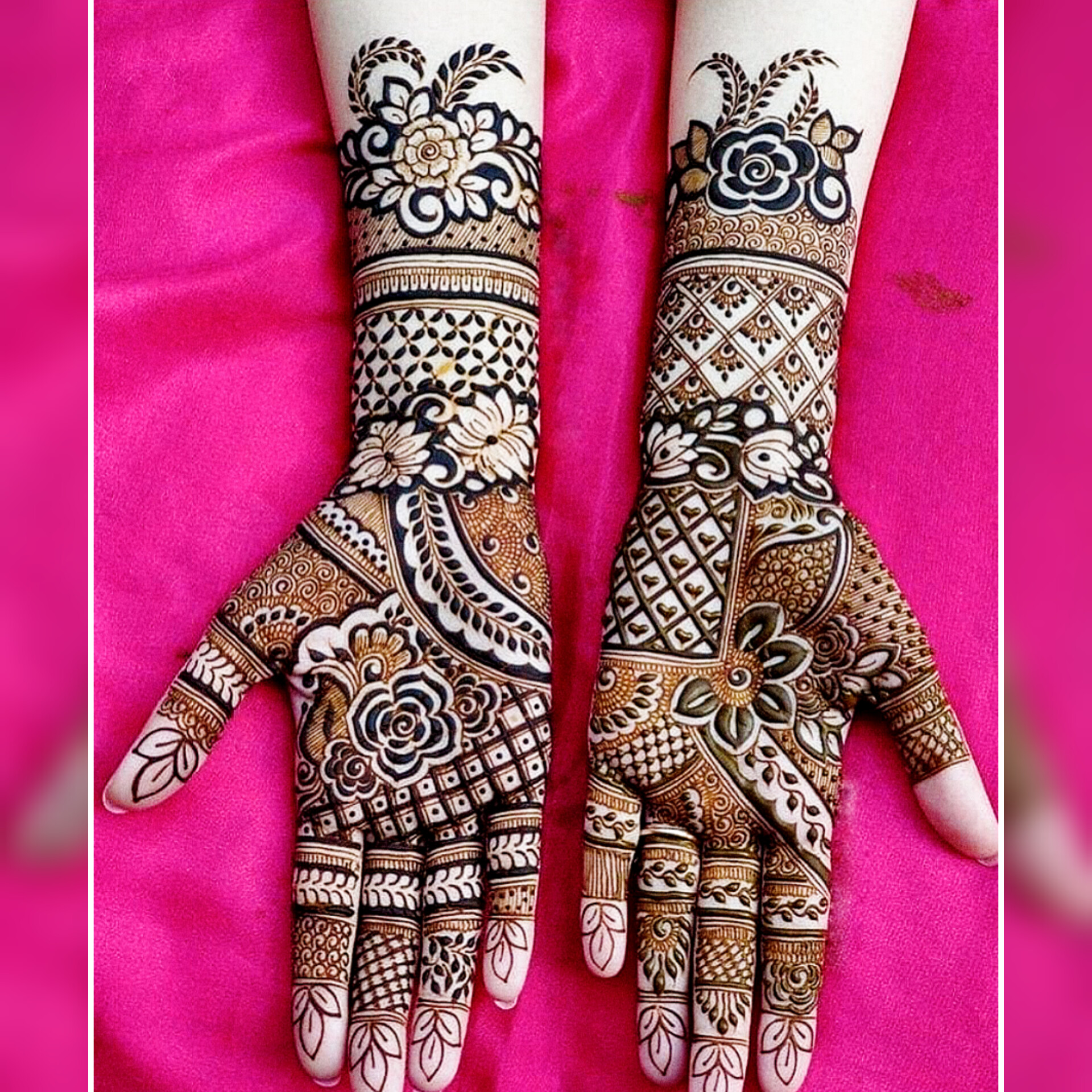 3D Basic Flower Bridal Mehndi Design